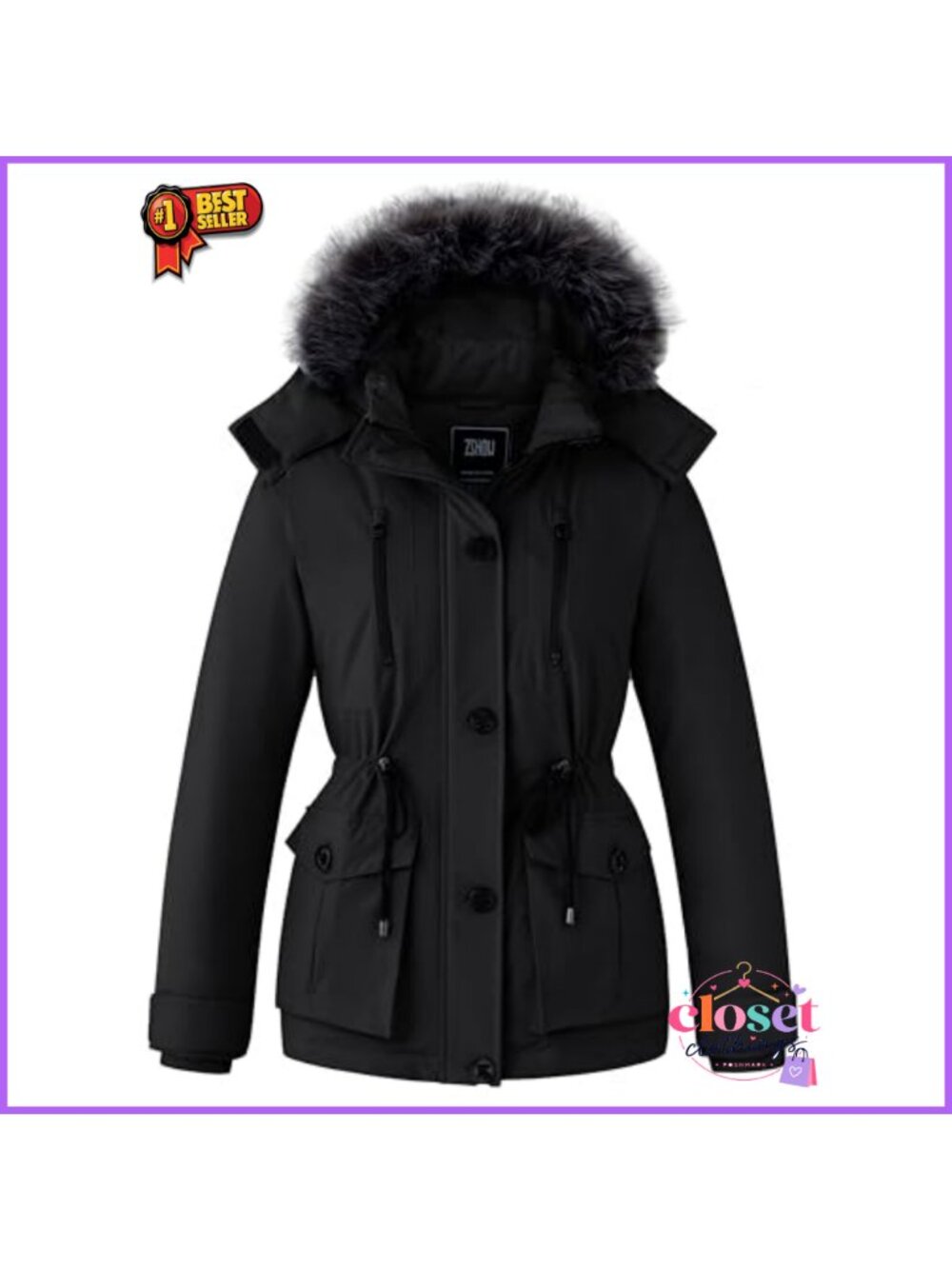 Recycled Puffer Jacket Hooded Quilted Winter Coat Warm Waterproof